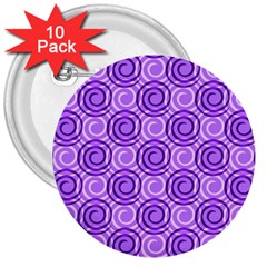 Purple And White Swirls Background 3  Button (10 Pack)