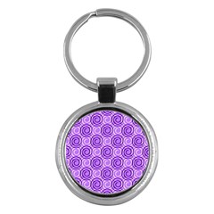 Purple And White Swirls Background Key Chain (round) by Colorfulart23