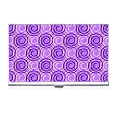 Purple And White Swirls Background Business Card Holder by Colorfulart23