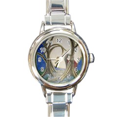 Beware Of Strangers (2) Round Italian Charm Watch by MidnightBlueFrog