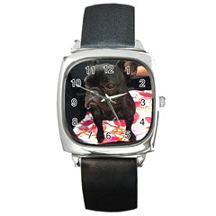 French Bulldog Sitting Square Leather Watch by StuffOrSomething