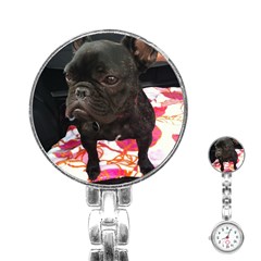 French Bulldog Sitting Stainless Steel Nurses Watch