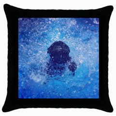 French Bulldog Swimming Black Throw Pillow Case by StuffOrSomething