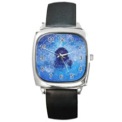 French Bulldog Swimming Square Leather Watch by StuffOrSomething