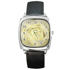 Cream Rose Square Leather Watch