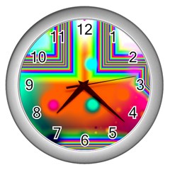 Crossroads Of Awakening, Abstract Rainbow Doorway  Wall Clock (silver) by DianeClancy