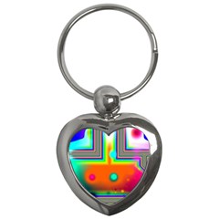 Crossroads Of Awakening, Abstract Rainbow Doorway  Key Chain (heart) by DianeClancy