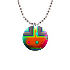 Crossroads Of Awakening, Abstract Rainbow Doorway  Button Necklace by DianeClancy