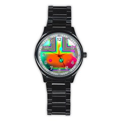 Crossroads Of Awakening, Abstract Rainbow Doorway  Sport Metal Watch (black) by DianeClancy