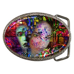 Artistic Confusion Of Brain Fog Belt Buckle (oval) by FunWithFibro