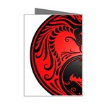 Yin Yang Dragons Red and Black Mini Greeting Card Right