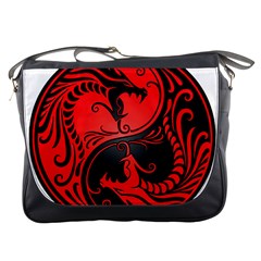 Yin Yang Dragons Red And Black Messenger Bag