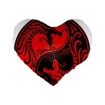 Yin Yang Dragons Red and Black 16  Premium Heart Shape Cushion  Front