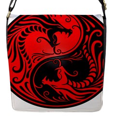 Yin Yang Dragons Red And Black Flap Closure Messenger Bag (small) by JeffBartels