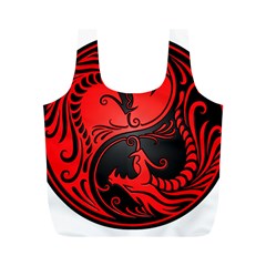 Yin Yang Dragons Red And Black Reusable Bag (m)