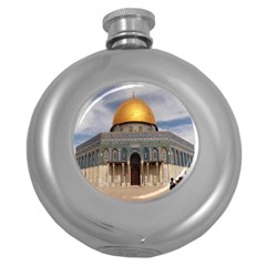 The Dome Of The Rock  Hip Flask (round) by AlfredFoxArt