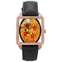 The Search Continues Rose Gold Leather Watch  by Viewtifuldrew