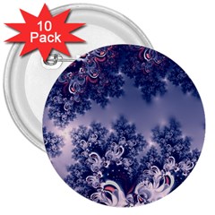 Pink And Blue Morning Frost Fractal 3  Button (10 Pack) by Artist4God