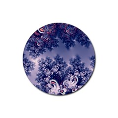 Pink And Blue Morning Frost Fractal Drink Coaster (round) by Artist4God