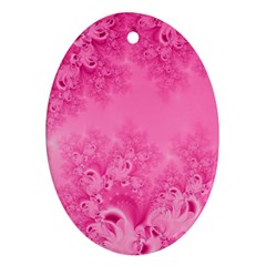 Soft Pink Frost Of Morning Fractal Oval Ornament by Artist4God