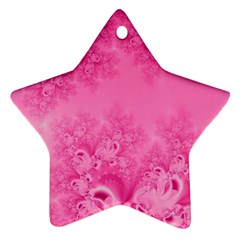 Soft Pink Frost Of Morning Fractal Star Ornament by Artist4God