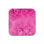 Soft Pink Frost of Morning Fractal Drink Coaster (Square) Front