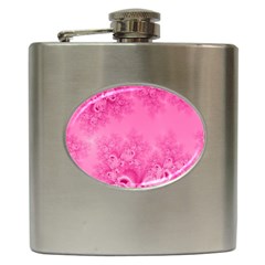 Soft Pink Frost Of Morning Fractal Hip Flask