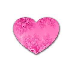 Soft Pink Frost Of Morning Fractal Drink Coasters (heart) by Artist4God