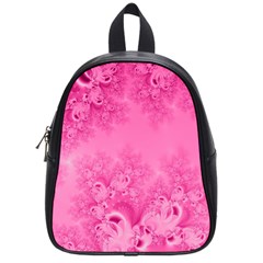 Soft Pink Frost Of Morning Fractal School Bag (small)