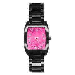 Soft Pink Frost Of Morning Fractal Stainless Steel Barrel Watch by Artist4God