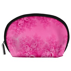 Soft Pink Frost Of Morning Fractal Accessory Pouch (large) by Artist4God