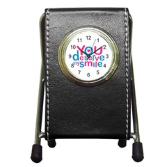 You Deserve My Smile Typographic Design Love Quote Stationery Holder Clock