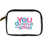 You Deserve My Smile Typographic Design Love Quote Digital Camera Leather Case