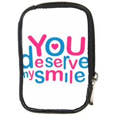 You Deserve My Smile Typographic Design Love Quote Compact Camera Leather Case by dflcprints