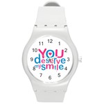 You Deserve My Smile Typographic Design Love Quote Plastic Sport Watch (Medium) Front