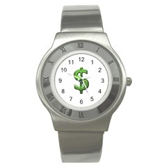 Grunge Style Money Sign Symbol Illustration Stainless Steel Watch (slim) by dflcprints