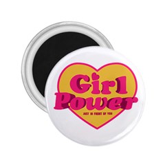 Girl Power Heart Shaped Typographic Design Quote 2 25  Button Magnet