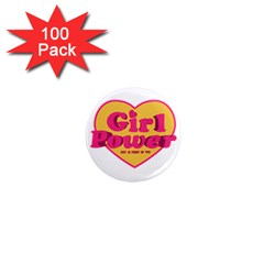 Girl Power Heart Shaped Typographic Design Quote 1  Mini Button Magnet (100 Pack) by dflcprints