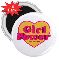 Girl Power Heart Shaped Typographic Design Quote 3  Button Magnet (10 Pack) by dflcprints