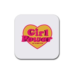 Girl Power Heart Shaped Typographic Design Quote Drink Coaster (square) by dflcprints