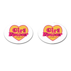 Girl Power Heart Shaped Typographic Design Quote Cufflinks (oval) by dflcprints