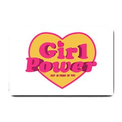 Girl Power Heart Shaped Typographic Design Quote Small Door Mat by dflcprints