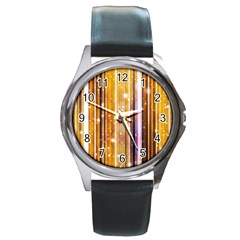 Luxury Party Dreams Futuristic Abstract Design Round Leather Watch (silver Rim) by dflcprints