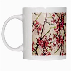 Red Deco Geometric Nature Collage Floral Motif White Coffee Mug