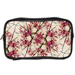 Red Deco Geometric Nature Collage Floral Motif Travel Toiletry Bag (Two Sides) Back