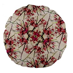 Red Deco Geometric Nature Collage Floral Motif 18  Premium Round Cushion 