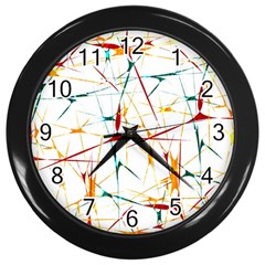 Colorful Splatter Abstract Shapes Wall Clock (black) by dflcprints