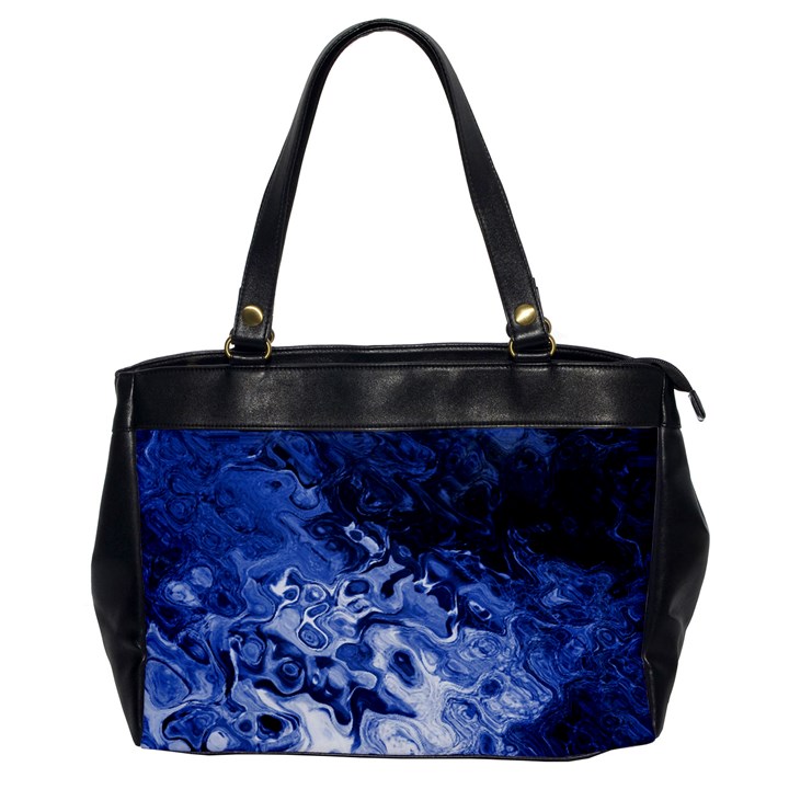 Blue Waves Abstract Art Oversize Office Handbag (One Side)