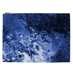 Blue Waves Abstract Art Cosmetic Bag (xxl) by LokisStuffnMore