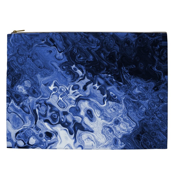 Blue Waves Abstract Art Cosmetic Bag (XXL)